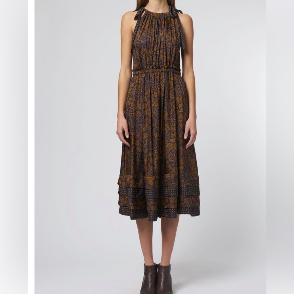 ULLA JOHNSON Mika Dress in Hemlock Midi Sz 6